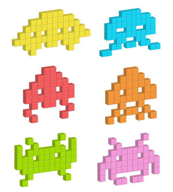 Render a Simple 3D Pixel Space Invaders in Adobe Illustrator